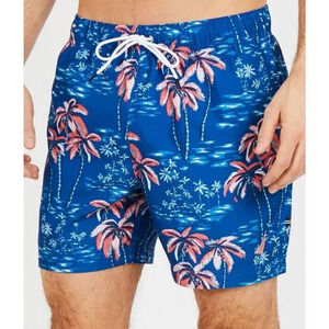 Nautica Palm Tree Full-Elastic Swim Shorts XXL Vacation Key Pocket Never Worn